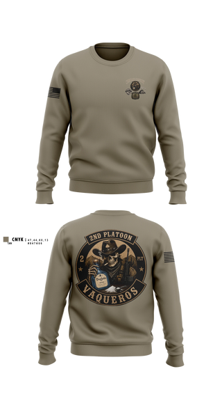 Crew Neck Sweatshirt, 2nd Platoon Vaqueros, Army, Teamtime, Team time, sublimation, custom sports apparel, team uniforms, spirit wear, spiritwear, sports uniforms, custom shirts, team store, custom team store, fundraiser sports, apparel fundraiser