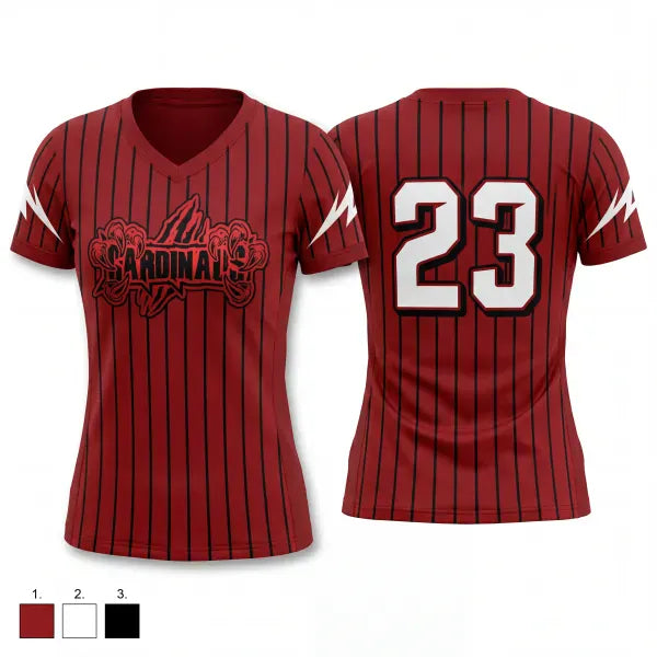 Womens Short Sleeve Vneck Shirt, Raging Cardinals, Softball, Teamtime, Team time, sublimation, custom sports apparel, team uniforms, spirit wear, spiritwear, sports uniforms, custom shirts, team store, custom team store, fundraiser sports, apparel fundraiser