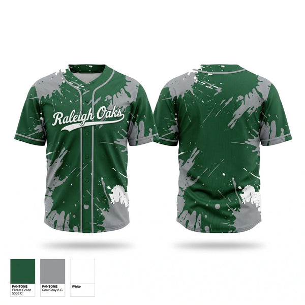 Full Button Baseball Jersey, Raleigh Oaks, Baseball, Teamtime, Team time, sublimation, custom sports apparel, team uniforms, spirit wear, spiritwear, sports uniforms, custom shirts, team store, custom team store, fundraiser sports, apparel fundraiser