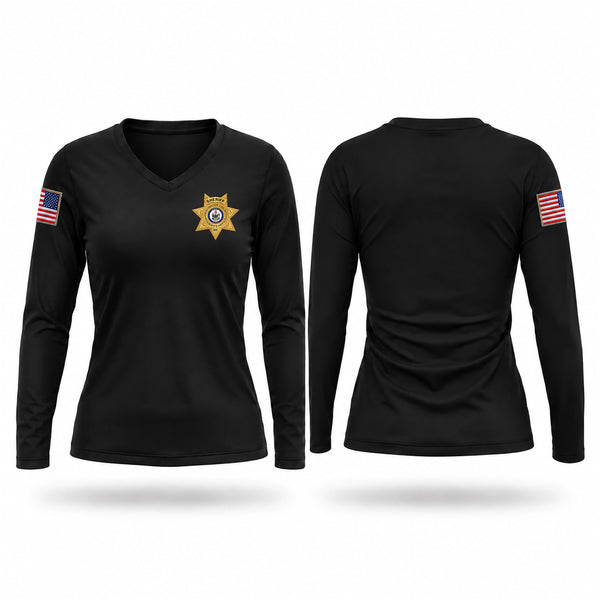 Womens Long Sleeve Vneck Shirt, Penobscot County Sheriff's Office, Police, Teamtime, Team time, sublimation, custom sports apparel, team uniforms, spirit wear, spiritwear, sports uniforms, custom shirts, team store, custom team store, fundraiser sports, apparel fundraiser