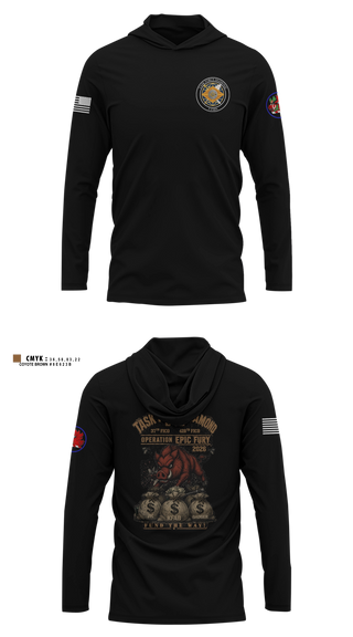 Long Sleeve hooded sunshirt, 93rd Finance Battalion, National Guard, Teamtime, Team time, sublimation, custom sports apparel, team uniforms, spirit wear, spiritwear, sports uniforms, custom shirts, team store, custom team store, fundraiser sports, apparel fundraiser