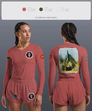 Womens Long Sleeve Vneck Shirt, , Army, Teamtime, Team time, sublimation, custom sports apparel, team uniforms, spirit wear, spiritwear, sports uniforms, custom shirts, team store, custom team store, fundraiser sports, apparel fundraiser