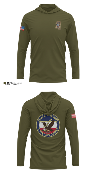 Long Sleeve Performance Shirt with hood, Mississippi Bureau of Narcotics, Police, Teamtime, Team time, sublimation, custom sports apparel, team uniforms, spirit wear, spiritwear, sports uniforms, custom shirts, team store, custom team store, fundraiser sports, apparel fundraiser