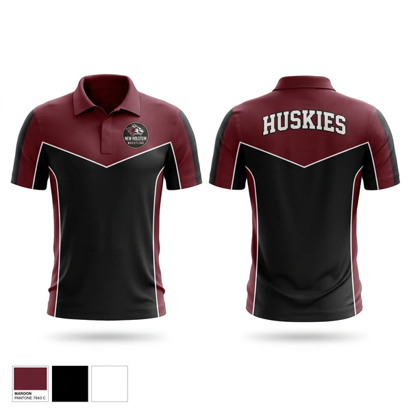 Short Sleeve Performance Polo, New Holstein Huskies, Wrestling, Teamtime, Team time, sublimation, custom sports apparel, team uniforms, spirit wear, spiritwear, sports uniforms, custom shirts, team store, custom team store, fundraiser sports, apparel fundraiser