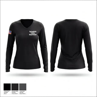 Womens Long Sleeve Vneck Shirt, Springfield Police Department, Police, Teamtime, Team time, sublimation, custom sports apparel, team uniforms, spirit wear, spiritwear, sports uniforms, custom shirts, team store, custom team store, fundraiser sports, apparel fundraiser