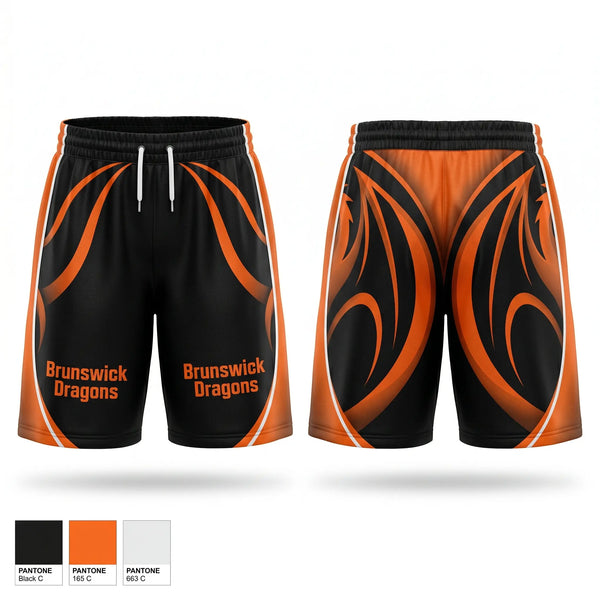 Mens Reversible Basketball Shorts, Brunswick Dragons, Women's Basketball, Teamtime, Team time, sublimation, custom sports apparel, team uniforms, spirit wear, spiritwear, sports uniforms, custom shirts, team store, custom team store, fundraiser sports, apparel fundraiser