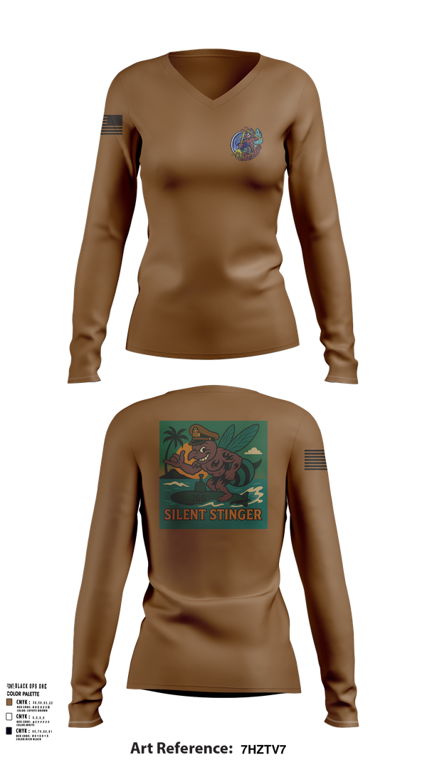 Womens Long Sleeve Vneck Shirt, USS CHARLOTTE SSN 766, Navy, Teamtime, Team time, sublimation, custom sports apparel, team uniforms, spirit wear, spiritwear, sports uniforms, custom shirts, team store, custom team store, fundraiser sports, apparel fundraiser