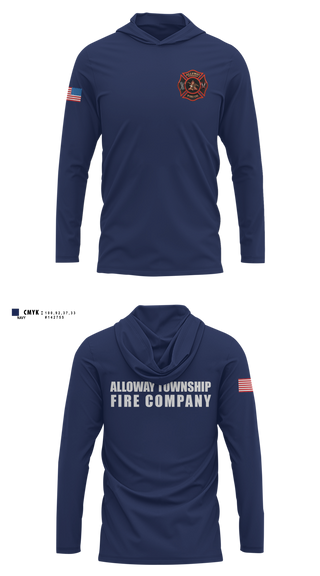 Long Sleeve Hooded Sun Shirt, Alloway Township Fire Company, Fire Department, Teamtime, Team time, sublimation, custom sports apparel, team uniforms, spirit wear, spiritwear, sports uniforms, custom shirts, team store, custom team store, fundraiser sports, apparel fundraiser
