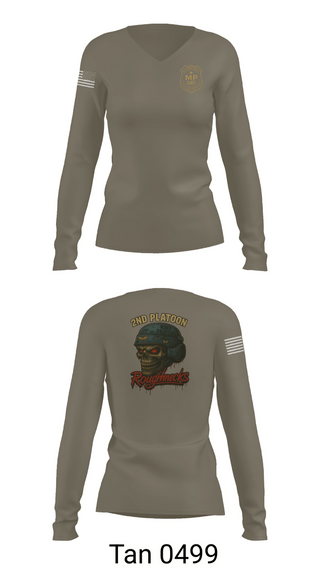 Womens Long Sleeve Vneck Shirt, 2nd Platoon roughnecks 49th, Army, Teamtime, Team time, sublimation, custom sports apparel, team uniforms, spirit wear, spiritwear, sports uniforms, custom shirts, team store, custom team store, fundraiser sports, apparel fundraiser