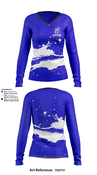 Womens Long Sleeve Vneck Shirt, Cumberland Junior Clippers, , Teamtime, Team time, sublimation, custom sports apparel, team uniforms, spirit wear, spiritwear, sports uniforms, custom shirts, team store, custom team store, fundraiser sports, apparel fundraiser