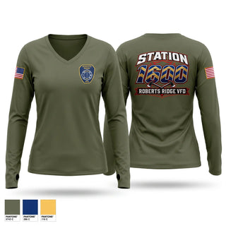 Womens Long Sleeve Vneck Shirt, Roberts ridge vfd, Fire Department, Teamtime, Team time, sublimation, custom sports apparel, team uniforms, spirit wear, spiritwear, sports uniforms, custom shirts, team store, custom team store, fundraiser sports, apparel fundraiser