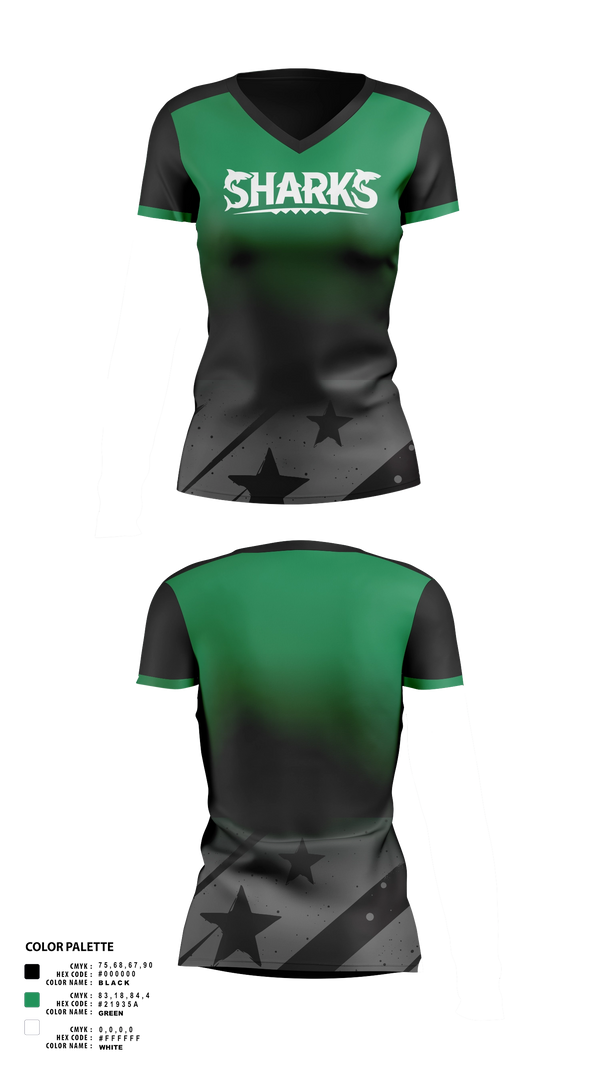 Womens Short Sleeve Vneck Shirt, Sharks, Men's Soccer, Teamtime, Team time, sublimation, custom sports apparel, team uniforms, spirit wear, spiritwear, sports uniforms, custom shirts, team store, custom team store, fundraiser sports, apparel fundraiser