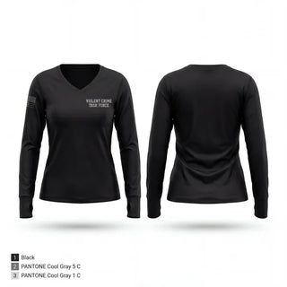 Womens Long Sleeve Vneck Shirt, Violent Crime Task Force, Police, Teamtime, Team time, sublimation, custom sports apparel, team uniforms, spirit wear, spiritwear, sports uniforms, custom shirts, team store, custom team store, fundraiser sports, apparel fundraiser