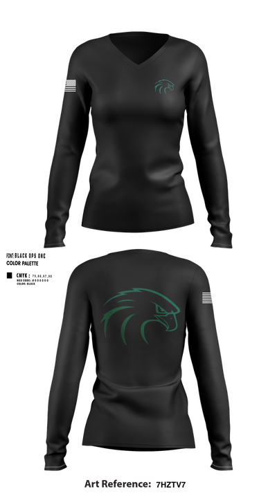 River Hawks 91218666 Women's Long Sleeve V-neck Shirt - 100