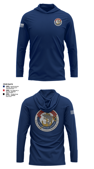 Long Sleeve Performance Shirt with hood, MIUW-203, Navy, Teamtime, Team time, sublimation, custom sports apparel, team uniforms, spirit wear, spiritwear, sports uniforms, custom shirts, team store, custom team store, fundraiser sports, apparel fundraiser