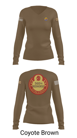 Womens Long Sleeve Vneck Shirt, 560th Redhorse Unit, , Teamtime, Team time, sublimation, custom sports apparel, team uniforms, spirit wear, spiritwear, sports uniforms, custom shirts, team store, custom team store, fundraiser sports, apparel fundraiser