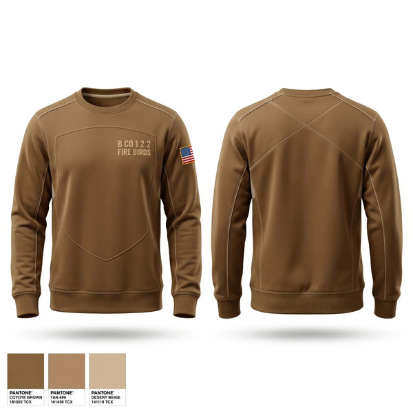Crew Neck Sweatshirt, B Co 122 Fire Birds, Army, Teamtime, Team time, sublimation, custom sports apparel, team uniforms, spirit wear, spiritwear, sports uniforms, custom shirts, team store, custom team store, fundraiser sports, apparel fundraiser