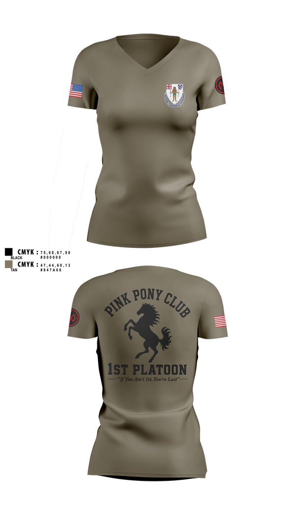 Womens Short Sleeve Vneck Shirt, 1/182 1st Platoon, National Guard, Teamtime, Team time, sublimation, custom sports apparel, team uniforms, spirit wear, spiritwear, sports uniforms, custom shirts, team store, custom team store, fundraiser sports, apparel fundraiser