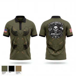 Short Sleeve Performance Polo, Katy PD K9 Unit, Police, Teamtime, Team time, sublimation, custom sports apparel, team uniforms, spirit wear, spiritwear, sports uniforms, custom shirts, team store, custom team store, fundraiser sports, apparel fundraiser