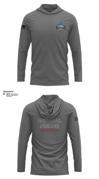Long Sleeve Performance Shirt with hood, Central Pierce Wildfire, Fire Department, Teamtime, Team time, sublimation, custom sports apparel, team uniforms, spirit wear, spiritwear, sports uniforms, custom shirts, team store, custom team store, fundraiser sports, apparel fundraiser