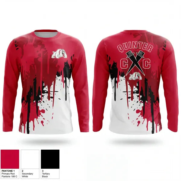 Long Sleeve Performance Shirt, Quinter Bulldogs, Cross Country, Teamtime, Team time, sublimation, custom sports apparel, team uniforms, spirit wear, spiritwear, sports uniforms, custom shirts, team store, custom team store, fundraiser sports, apparel fundraiser