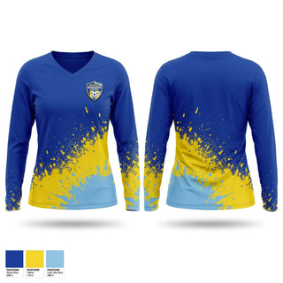 Womens Long Sleeve Vneck Shirt, Rangers United, Women's Soccer, Teamtime, Team time, sublimation, custom sports apparel, team uniforms, spirit wear, spiritwear, sports uniforms, custom shirts, team store, custom team store, fundraiser sports, apparel fundraiser
