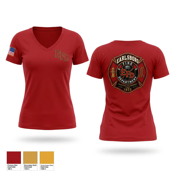 Womens Short Sleeve Vneck Shirt, Earlsboro Fire Department, Fire Department, Teamtime, Team time, sublimation, custom sports apparel, team uniforms, spirit wear, spiritwear, sports uniforms, custom shirts, team store, custom team store, fundraiser sports, apparel fundraiser