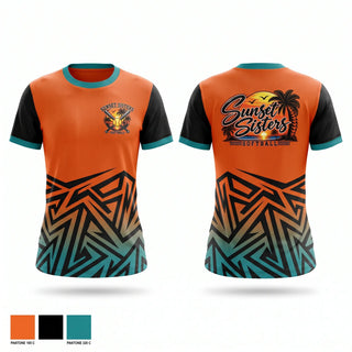 Football Jersey, Sunset Sisters, Softball, Teamtime, Team time, sublimation, custom sports apparel, team uniforms, spirit wear, spiritwear, sports uniforms, custom shirts, team store, custom team store, fundraiser sports, apparel fundraiser