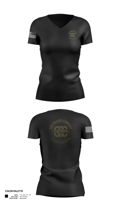 Colorado Combat Conference 90728248 Women's Short Sleeve V-neck Shirt - 21
