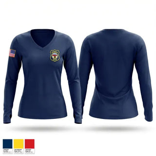 Womens Long Sleeve Vneck Shirt, Granville Police Department, Police, Teamtime, Team time, sublimation, custom sports apparel, team uniforms, spirit wear, spiritwear, sports uniforms, custom shirts, team store, custom team store, fundraiser sports, apparel fundraiser