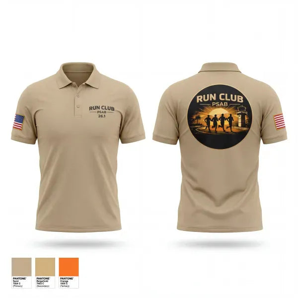 Short Sleeve Performance Polo, RUN CLUB (PSAB), Air Force, Teamtime, Team time, sublimation, custom sports apparel, team uniforms, spirit wear, spiritwear, sports uniforms, custom shirts, team store, custom team store, fundraiser sports, apparel fundraiser