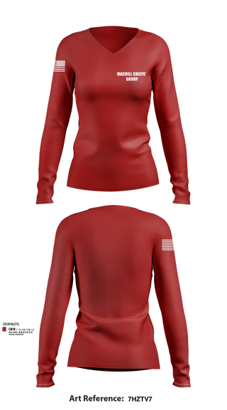 Womens Long Sleeve Vneck Shirt, MacDill Chiefs' Group, , Teamtime, Team time, sublimation, custom sports apparel, team uniforms, spirit wear, spiritwear, sports uniforms, custom shirts, team store, custom team store, fundraiser sports, apparel fundraiser