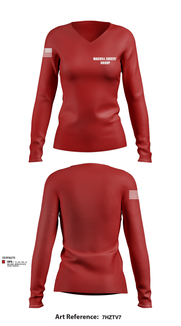 Womens Long Sleeve Vneck Shirt, MacDill Chiefs' Group, , Teamtime, Team time, sublimation, custom sports apparel, team uniforms, spirit wear, spiritwear, sports uniforms, custom shirts, team store, custom team store, fundraiser sports, apparel fundraiser