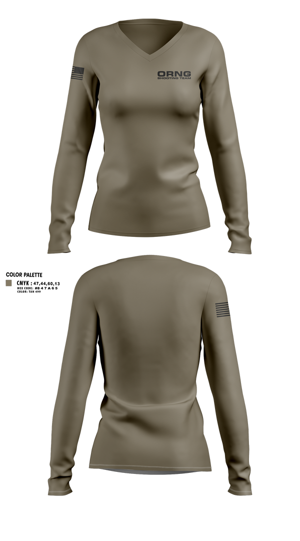Womens Long Sleeve Vneck Shirt, Oregon national guard shooting team, Army, Teamtime, Team time, sublimation, custom sports apparel, team uniforms, spirit wear, spiritwear, sports uniforms, custom shirts, team store, custom team store, fundraiser sports, apparel fundraiser