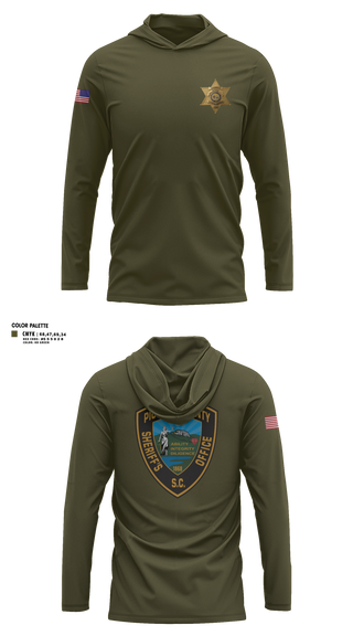 Long Sleeve Performance Shirt with hood, Pickens County Sheriff’s Office, Police, Teamtime, Team time, sublimation, custom sports apparel, team uniforms, spirit wear, spiritwear, sports uniforms, custom shirts, team store, custom team store, fundraiser sports, apparel fundraiser