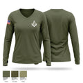 Eureka Military Lodge 1A Women's Long Sleeve V-neck Shirt - 1