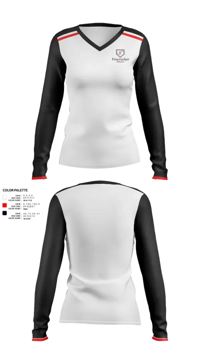 Firecracker Athletics 5523702 Women's Long Sleeve V-neck Shirt - 1