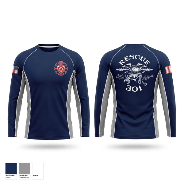 Long Sleeve Performance Shirt, Rescue 301, Fire Department, Teamtime, Team time, sublimation, custom sports apparel, team uniforms, spirit wear, spiritwear, sports uniforms, custom shirts, team store, custom team store, fundraiser sports, apparel fundraiser