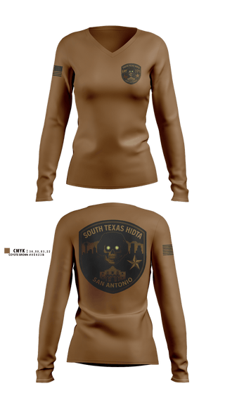 Womens Long Sleeve Vneck Shirt, South Texas HIDTA, Police, Teamtime, Team time, sublimation, custom sports apparel, team uniforms, spirit wear, spiritwear, sports uniforms, custom shirts, team store, custom team store, fundraiser sports, apparel fundraiser