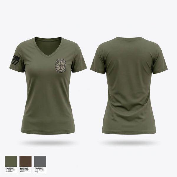 Womens Short Sleeve Vneck Shirt, Oklahoma County Sniper Team, Police, Teamtime, Team time, sublimation, custom sports apparel, team uniforms, spirit wear, spiritwear, sports uniforms, custom shirts, team store, custom team store, fundraiser sports, apparel fundraiser