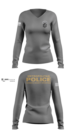 Womens Long Sleeve Vneck Shirt, Domestic Security Operations, Police, Teamtime, Team time, sublimation, custom sports apparel, team uniforms, spirit wear, spiritwear, sports uniforms, custom shirts, team store, custom team store, fundraiser sports, apparel fundraiser