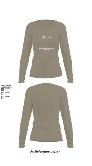 Womens Long Sleeve Vneck Shirt, Bravo Company 532ND Military Battalion, , Teamtime, Team time, sublimation, custom sports apparel, team uniforms, spirit wear, spiritwear, sports uniforms, custom shirts, team store, custom team store, fundraiser sports, apparel fundraiser
