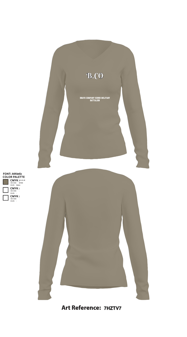 Womens Long Sleeve Vneck Shirt, Bravo Company 532ND Military Battalion, , Teamtime, Team time, sublimation, custom sports apparel, team uniforms, spirit wear, spiritwear, sports uniforms, custom shirts, team store, custom team store, fundraiser sports, apparel fundraiser