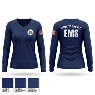Womens Long Sleeve Vneck Shirt, Manatee County EMS, EMS/EMT, Teamtime, Team time, sublimation, custom sports apparel, team uniforms, spirit wear, spiritwear, sports uniforms, custom shirts, team store, custom team store, fundraiser sports, apparel fundraiser