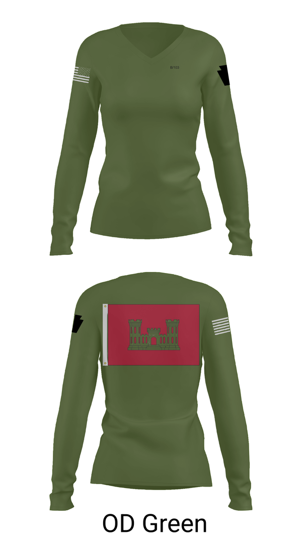 Womens Long Sleeve Vneck Shirt, B 103 EN BN, National Guard, Teamtime, Team time, sublimation, custom sports apparel, team uniforms, spirit wear, spiritwear, sports uniforms, custom shirts, team store, custom team store, fundraiser sports, apparel fundraiser