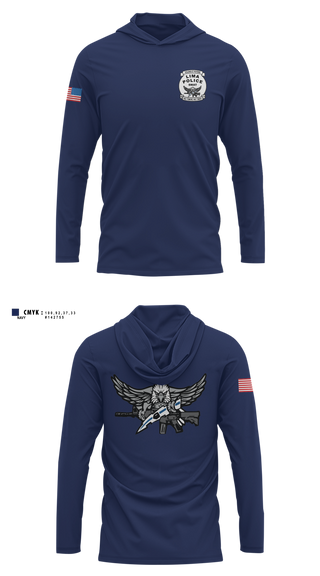Long Sleeve Hooded Sun Shirt, Lima Police Swat, Police, Teamtime, Team time, sublimation, custom sports apparel, team uniforms, spirit wear, spiritwear, sports uniforms, custom shirts, team store, custom team store, fundraiser sports, apparel fundraiser