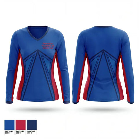 Womens Long Sleeve Vneck Shirt, Revolution Academy of Dance LLC, , Teamtime, Team time, sublimation, custom sports apparel, team uniforms, spirit wear, spiritwear, sports uniforms, custom shirts, team store, custom team store, fundraiser sports, apparel fundraiser