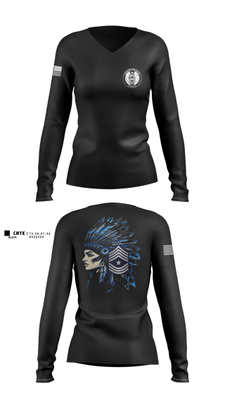 Womens Long Sleeve Vneck Shirt, Fairchild AFB Chiefs, Air Force, Teamtime, Team time, sublimation, custom sports apparel, team uniforms, spirit wear, spiritwear, sports uniforms, custom shirts, team store, custom team store, fundraiser sports, apparel fundraiser