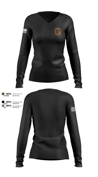 Womens Long Sleeve Vneck Shirt, 18 SFS FLY AWAY SECURITY, Air Force, Teamtime, Team time, sublimation, custom sports apparel, team uniforms, spirit wear, spiritwear, sports uniforms, custom shirts, team store, custom team store, fundraiser sports, apparel fundraiser
