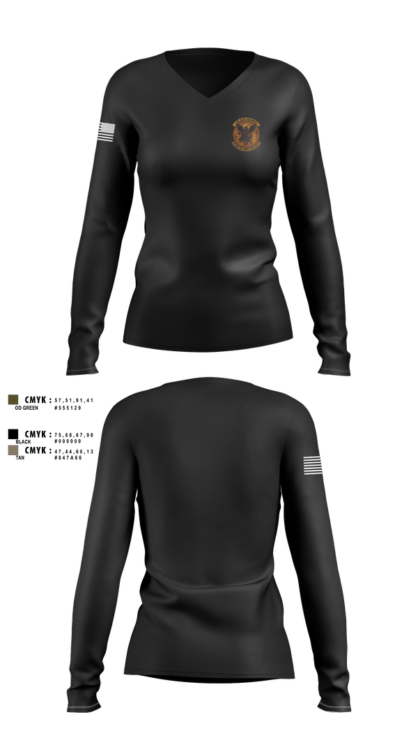 Womens Long Sleeve Vneck Shirt, 18 SFS FLY AWAY SECURITY, Air Force, Teamtime, Team time, sublimation, custom sports apparel, team uniforms, spirit wear, spiritwear, sports uniforms, custom shirts, team store, custom team store, fundraiser sports, apparel fundraiser